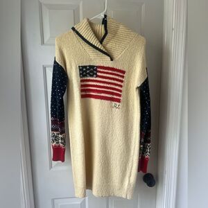 NWT Ralph Lauren Blue Label Kids American Flag Sweater Dress 9/25 Concept XL